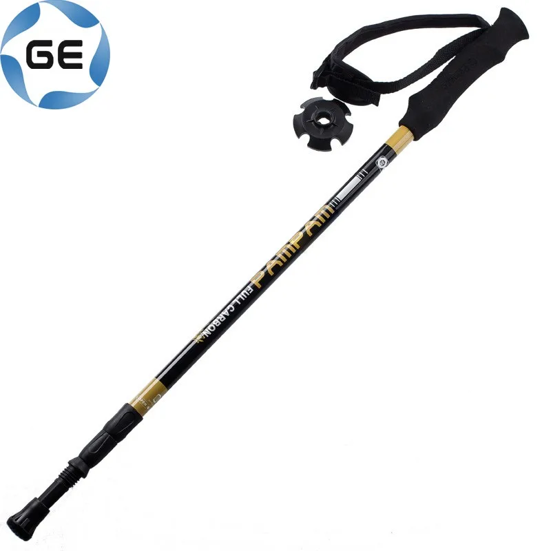 
Rubber Grip 3 Sections Telescopic Trekking Pole Outdoor Walking Alpenstock Carbon Fiber Climbing Hiking Stick 