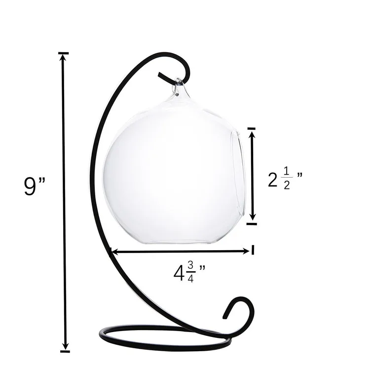 Wholesale Colored Handmade Glass Terrarium With Metal Stand