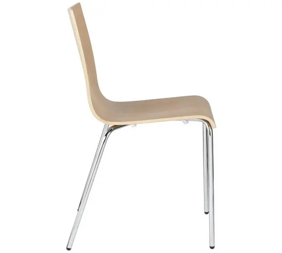 Изогнутое деревянное кресло с хромированными ножками для ресторана