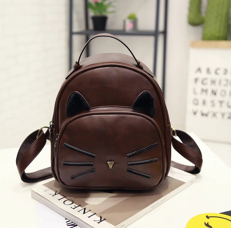 New design high quality mini cat model pu leather backpack for girl