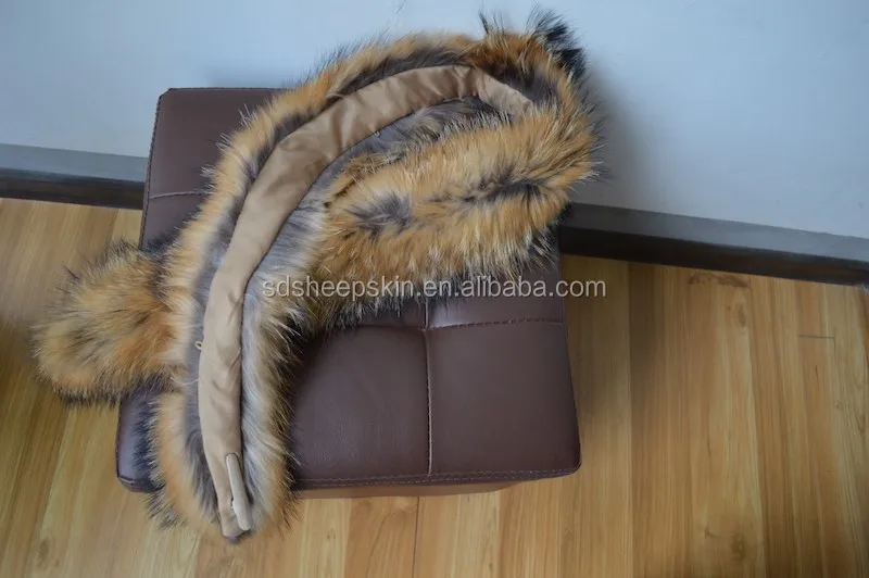 Raccoon Collar Fur White Mink Fur Trim
