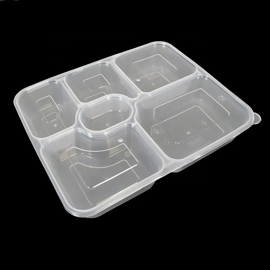  1000ml 6 compartment disposable food container microwavable bento box office upscale lunch box plastic lunch box