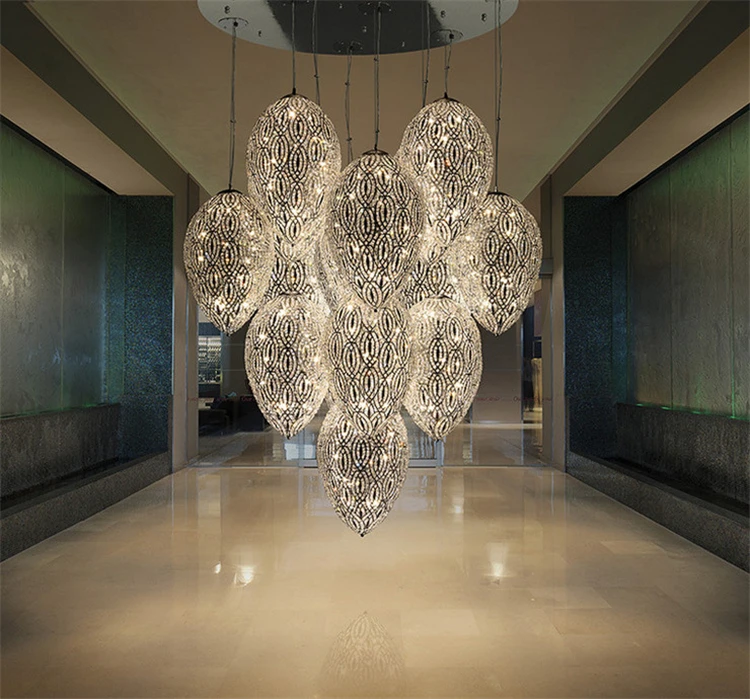  European Wedding Decor Modern Chandelier Water Drop Crystal Pendant Lamp with Silver