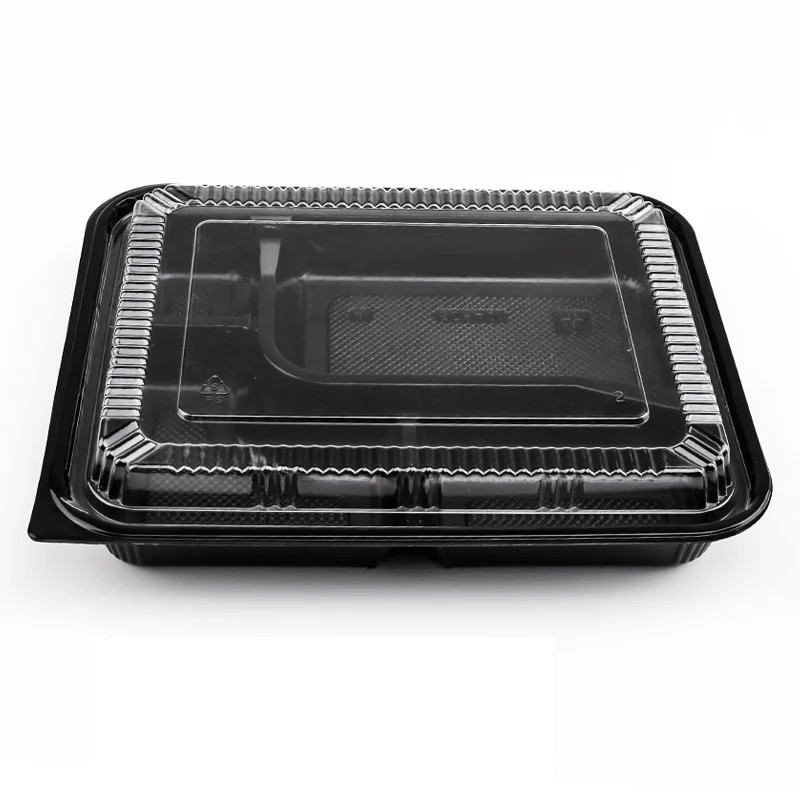 4 compartment disposable plastic food tray with cover