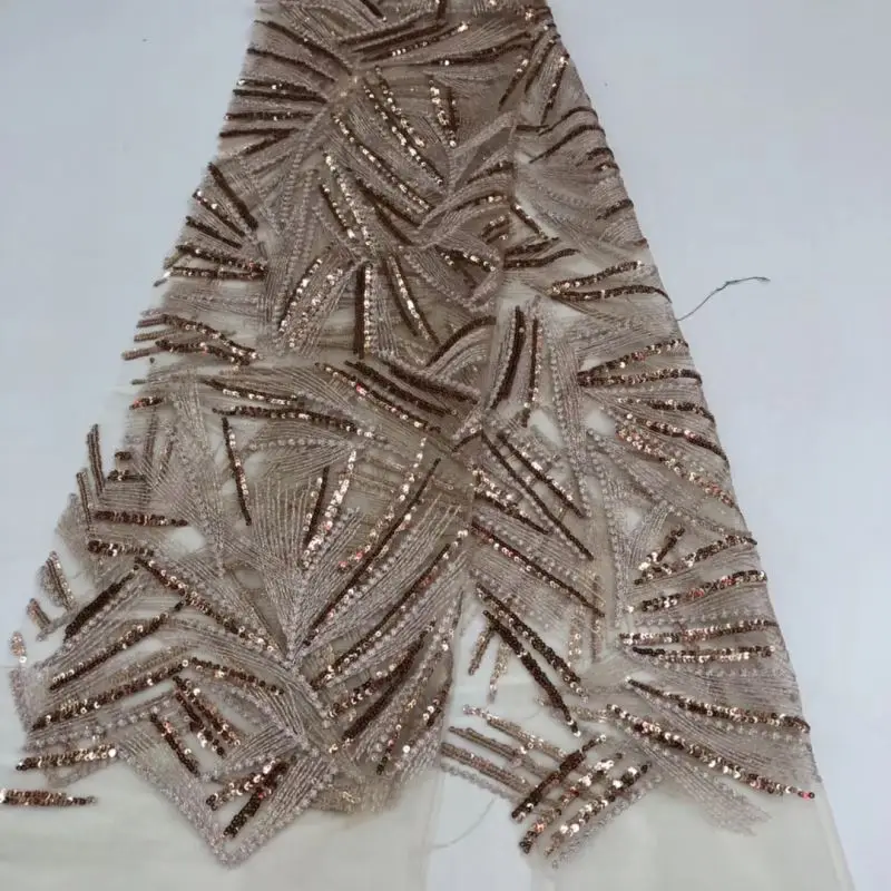 
Custom Made Popular OEM Pink Bridal Dress Beaded Lace 3D Embroidery Fabric 
