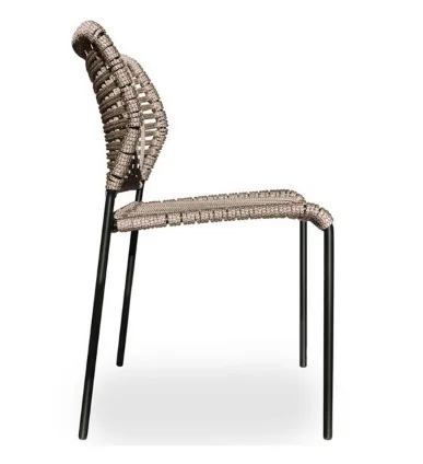 Outdoor Bistro Restaurant Cafe Chairs Outdoor Stackable Aluminum Frame Rope Chair