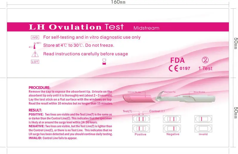 LH Ovulation midstream/home test;strip; cassette; 3 level of sensitivity