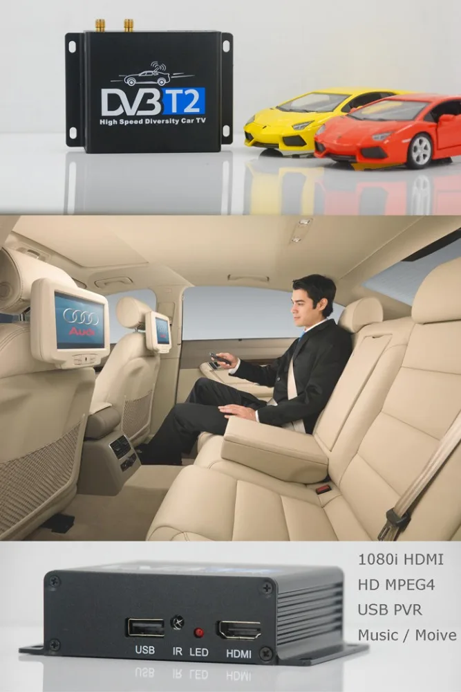 DVB-T220 car DVB-T2 transmitter full HD dvb-t2 digital TV receiver Siano chipset high speed
