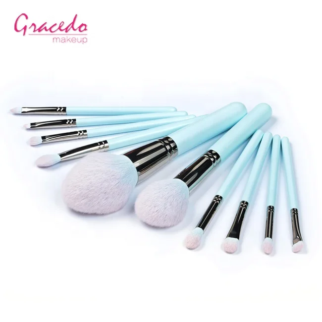 10 pieces professional Chinese style fully functional makeup brushes set with our new patented nano hair and custom logo