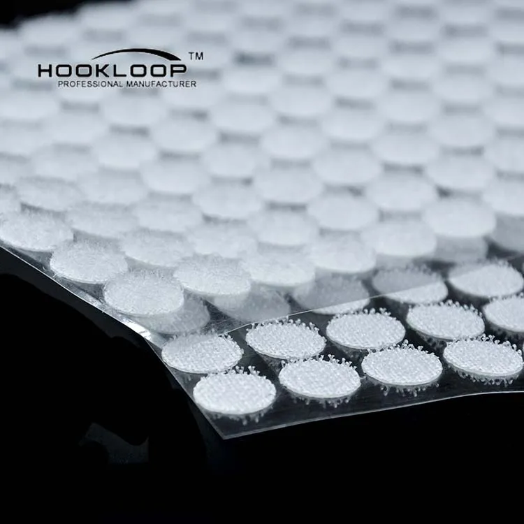 Transparent round squares adjustable printed heavy duty nylon self adhesive back dots circle tape logo rolls hook and loop dot