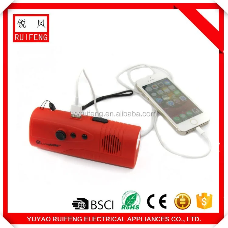 multi-functional emergency indoor outdoor hand crank dynamo LED Flashlight radio FM  Radio camping light