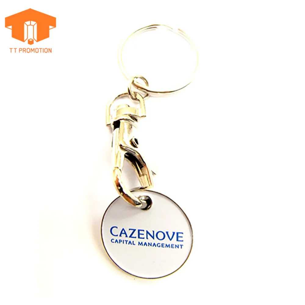 China Factory Supermarket Canadian Shopping Cart Token Keychain  Logo Trolley Coin Key Ring Custom
