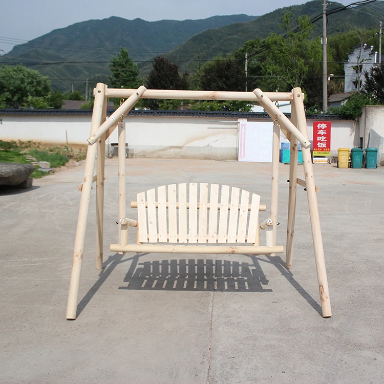 Outdoor Wooden Log Swing Modern Garden Decoration Furniture Chair Porch Swing