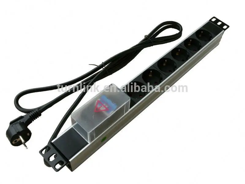 1U 6 портов PDU Евро Тип шины питания с мини-выключатель для сети кабинета