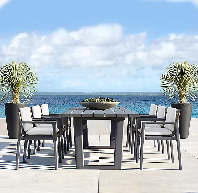 High end quality  outdoor garden white  aluminum  rattan dinning table chair set