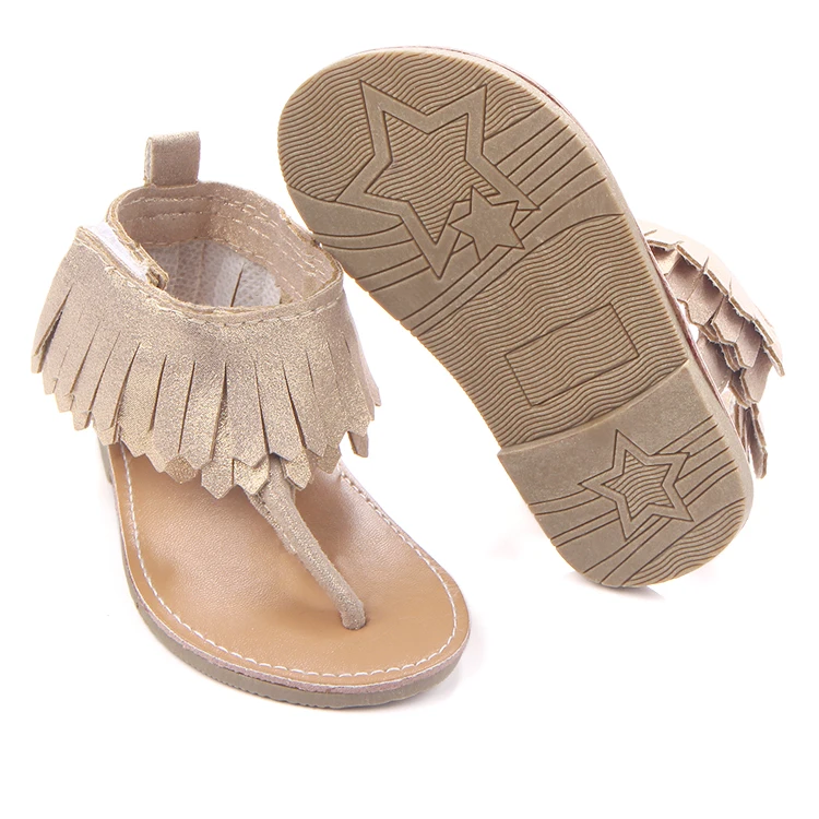 New fashional tassel design soft leather kids baby girl sandals