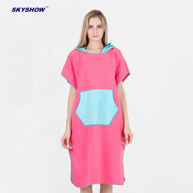 Changing soft microfiber surf hooded poncho beach towel for adults