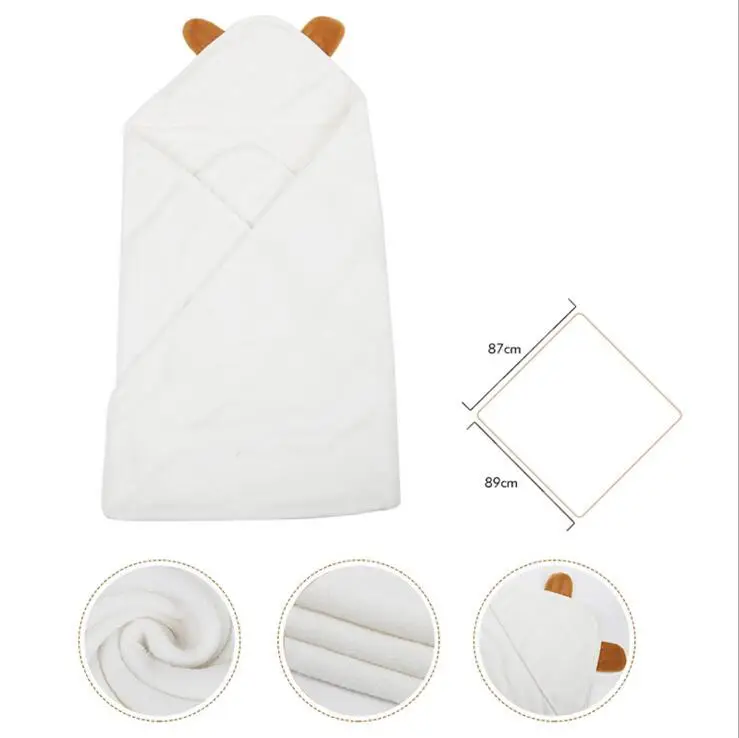 Custom organic bamboo cotton baby animals hooded towel soft baby hood towel