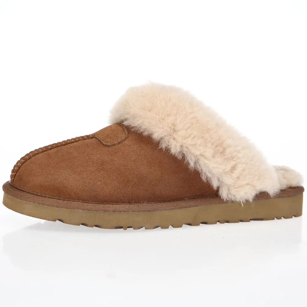 CF-195 Women Warm Winter Women Slippers Indoor Shoes Factory Cow Leather Winter and Lining Sheepskin EVA Plush TPR CN;JIA VAA