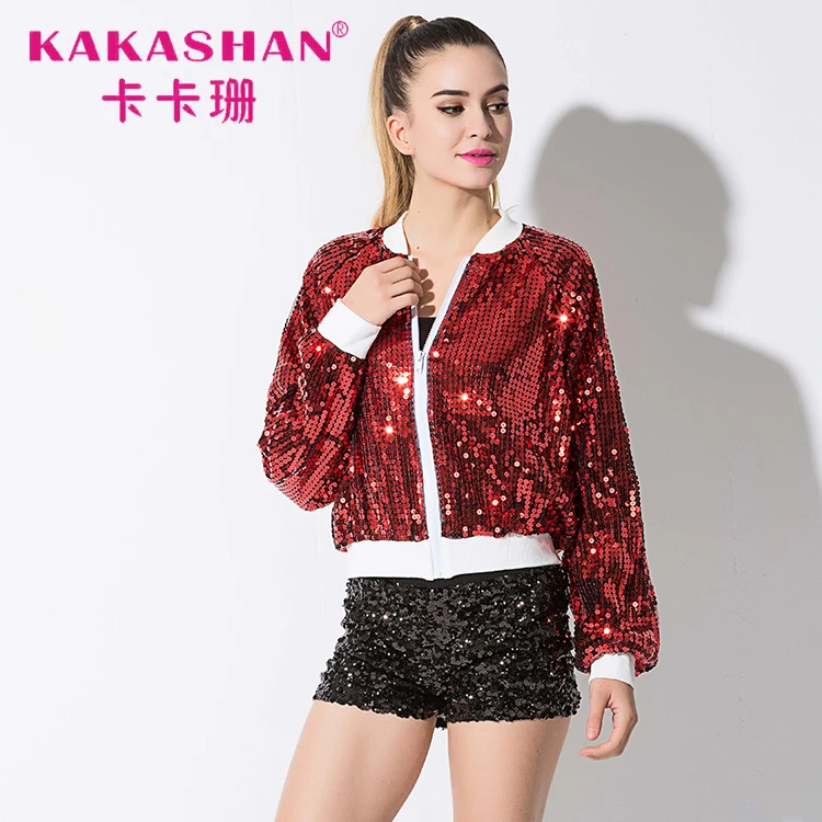 Hip Hop Dance Costumes Girls Dance Wear Sequin Jacket