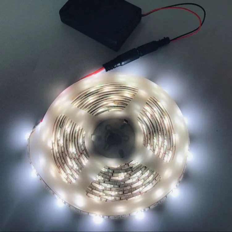 Battery powered led strip light 5v 2835 IP65 8mm width with 4*AAA battery box  portable