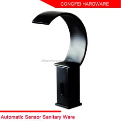 Special circle shape black color Automatic sensor faucet brass infrared sink faucet electric hotel bathroom hardware tap