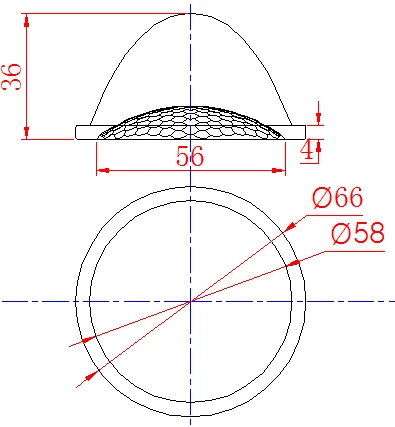 90 Degree 66mm Led Glass Lens Cob Led Chip Lens