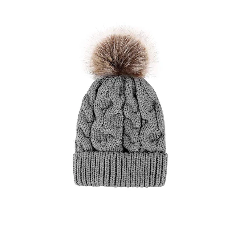 Warm Winter Knit Pom Pom Beanie Hat and Scarf Set, 2-Pieces Winter Knitted Set for Men and Women