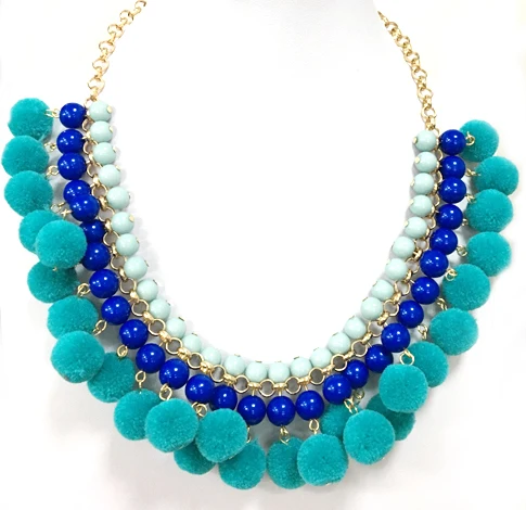 
Beautiful charming necklace with Beaded and pom-pom decoration necklace for girls and women 