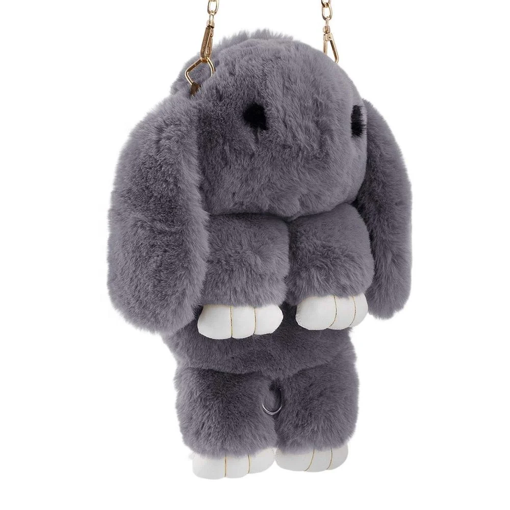 Kids Rabbit Faux Fur Backpack Bunny Hare Shoulder Bags Plush Doll Crossbody Knapsack Wallet Purse Travel Pouch Girls 25-30days