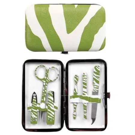 Leopard print portable mini manicure kit with PU case