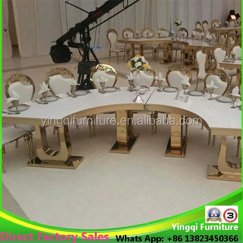 Wedding Event Rental Luxury Half Moon Golden Shape Stainless Steel Table