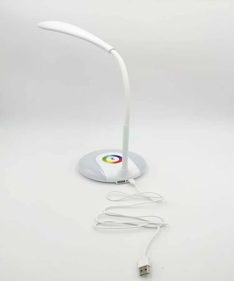 Factory Best Seller LED Desk Lamp with Adjustable Goose neck Rechargeable Eye-caring Colorful Table Light