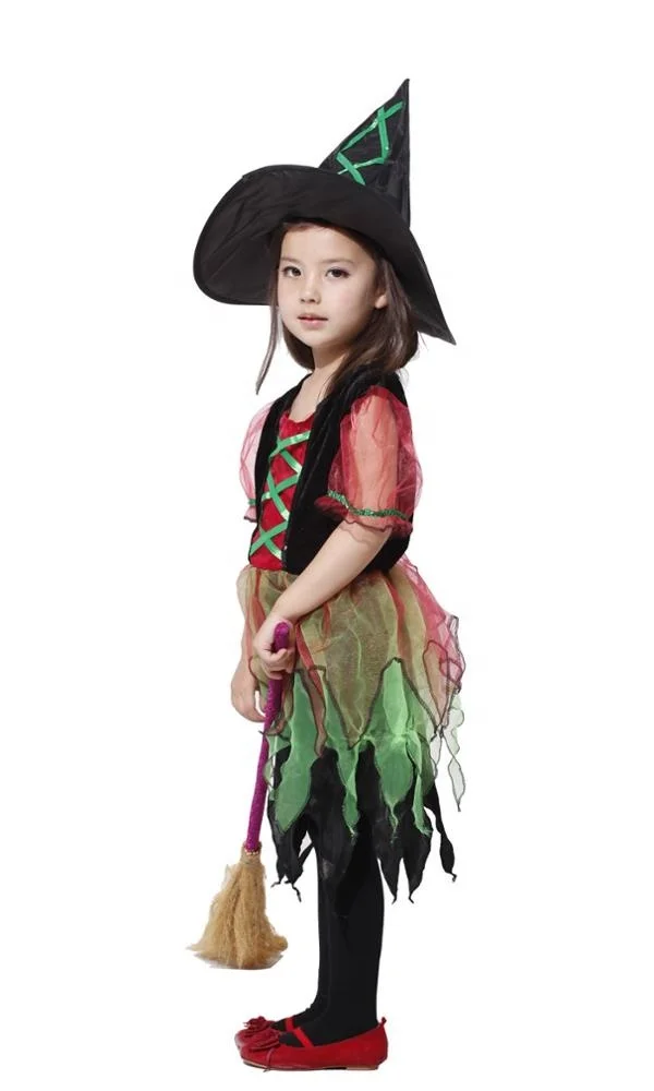 New Arrival Halloween Party Children Kids Cosplay Witch Costume For Girls Halloween Costume Party Witch Dress With Hat