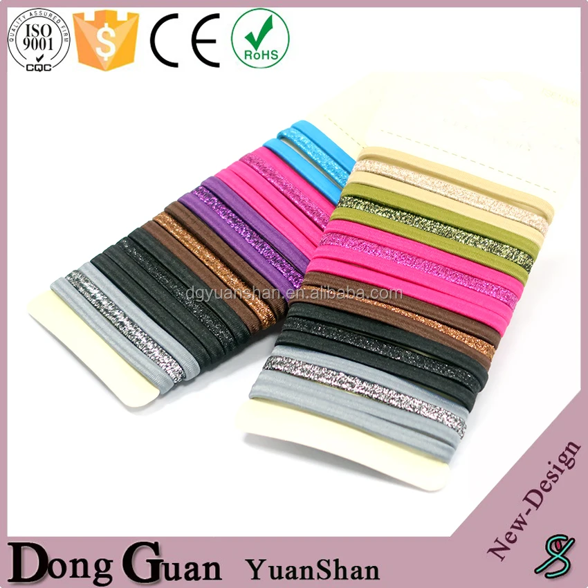 High Quality Shiny Elastic Hair Ties Custom Flat Hair Rubber Band