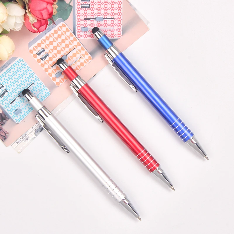 Promotional cheap aluminum metal ball pen with touch phone screen stylus ballpoint pen