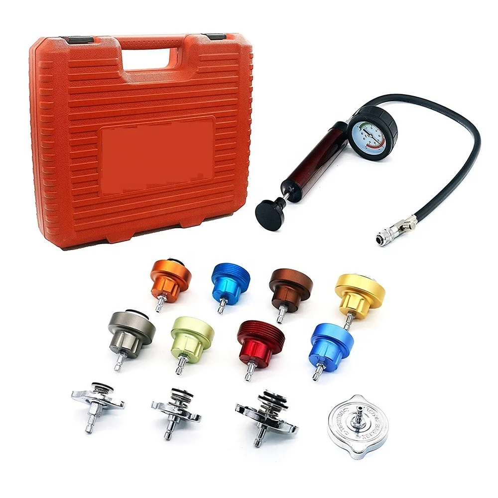 14PCS Car Radiator Pressure Tester Kit Water Tank Leak Detector Cooling System Leak Tester