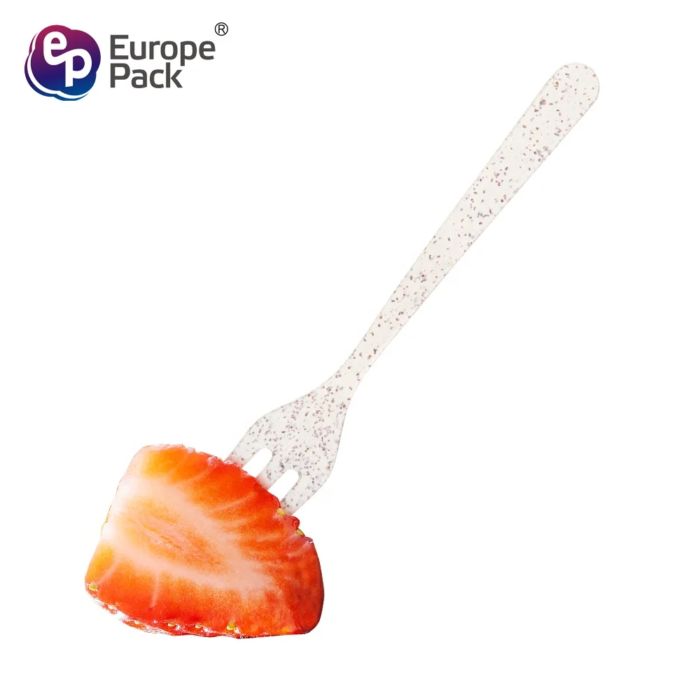 Best seller nature color wheat straw PP Biodegradable dessert mini plastic fork