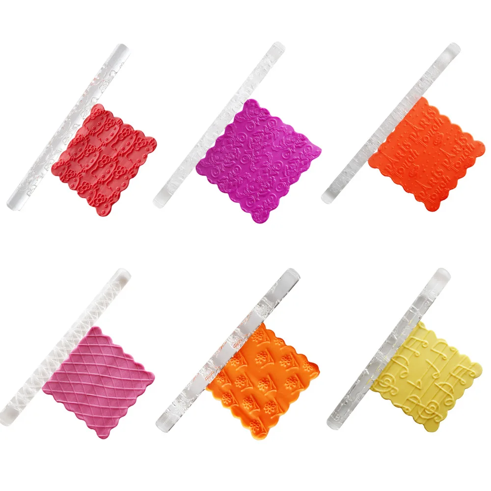 Yiwu Bobao factory supply Diagonal Shape Pattern non Sticky Acrylic Bar Squeeze Dough rolling rod stick