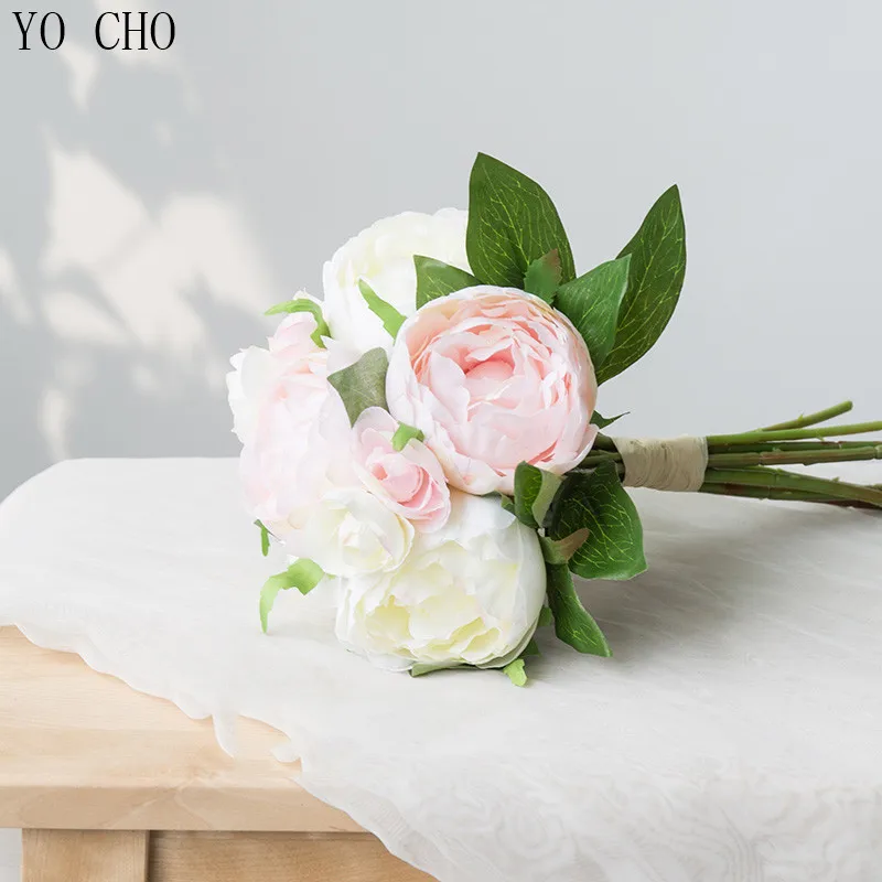 YO CHO wholesale thanksgiving wedding party modern decoration fake blossom real touch large artificial silk latex peony bouquet