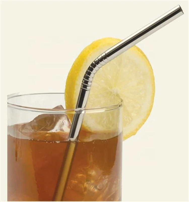 Food Grade Stainless Steel Straw 6mm Diameter and 215mm Long Classic Design in Bulk Package with Eco-Friendly Cleaning Brush