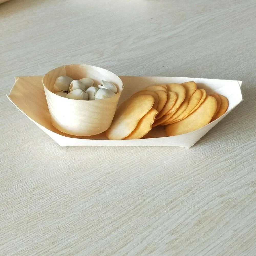 
Disposable bent pine wooden boat tray/plate /bowl/cone for food serving tray for sushi and icecream fast food 