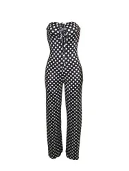 OEM ODM Wholesale MSW6469 Casual Women Pants wave point halter Designs Summer Long Jumpsuit