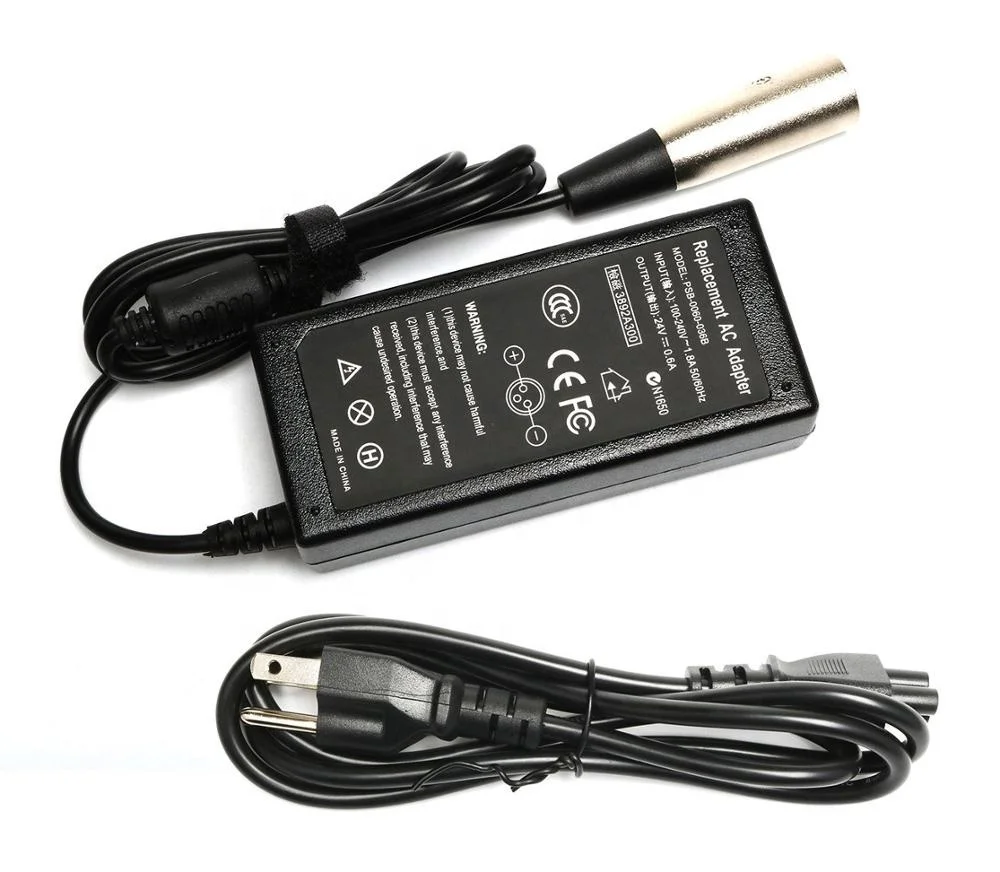 
36w Electric Bike Motor Scooter Charger/Power Supply Adapter For eZip 4.0 400 500 750 900-24V 0.6A 600mA 