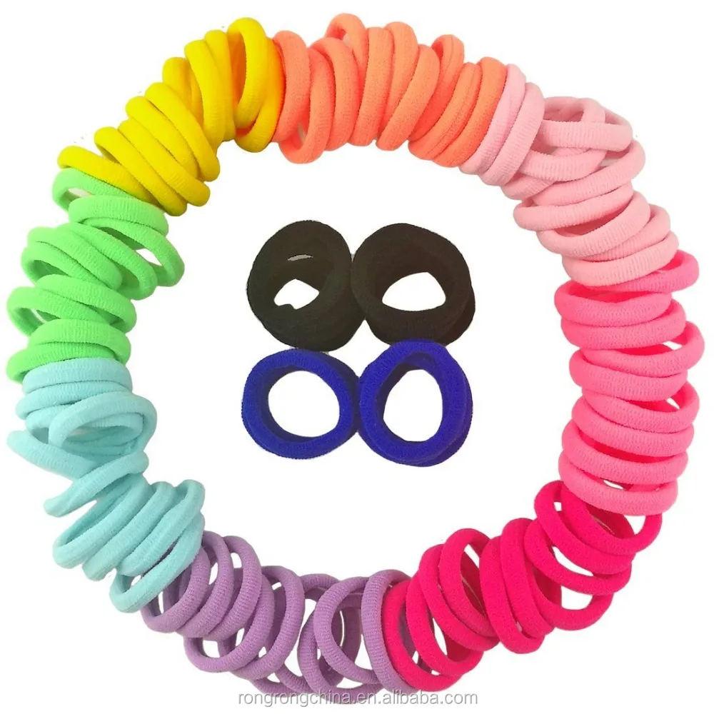 100 PCS Cute 10 Colors 1.25 Inch Mini Seamless No Pull Small Size Hair Bands Flexible Rubber Ties for Toddlers
