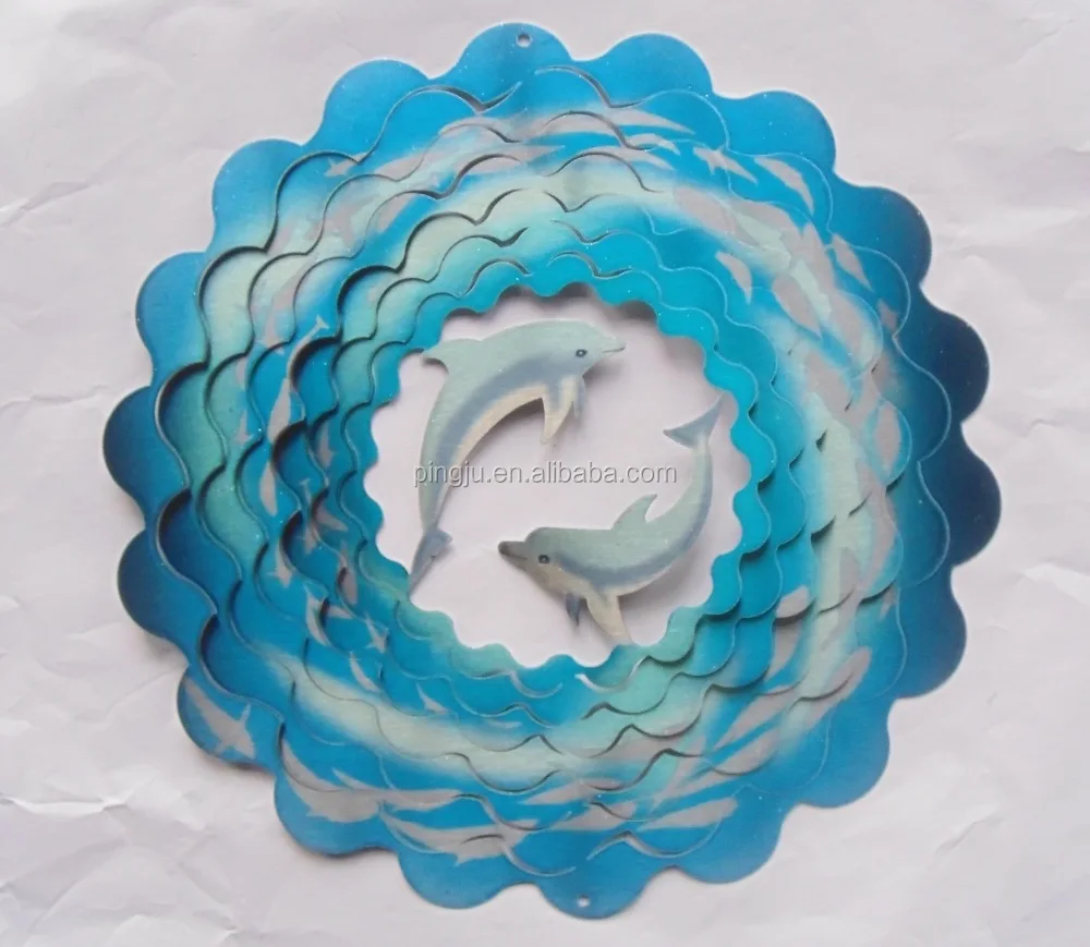 stainless steel 3D Wind spinner- laser cut Dolphin