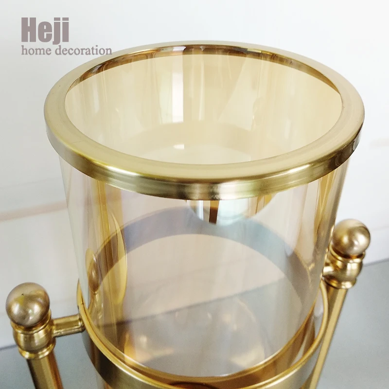 Large Modern Nordic Artistic Tall Trumpet Wedding Centerpiece Cylinder Glass Metal Flower Decoration Gold Vases For Home Decor