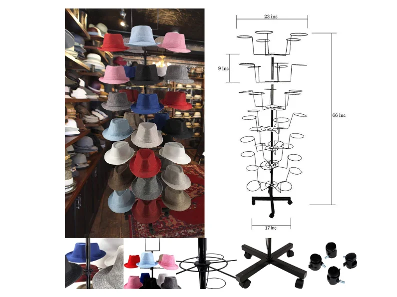 commercial hat racks Shop fitting metal rotating hanging hats display racks