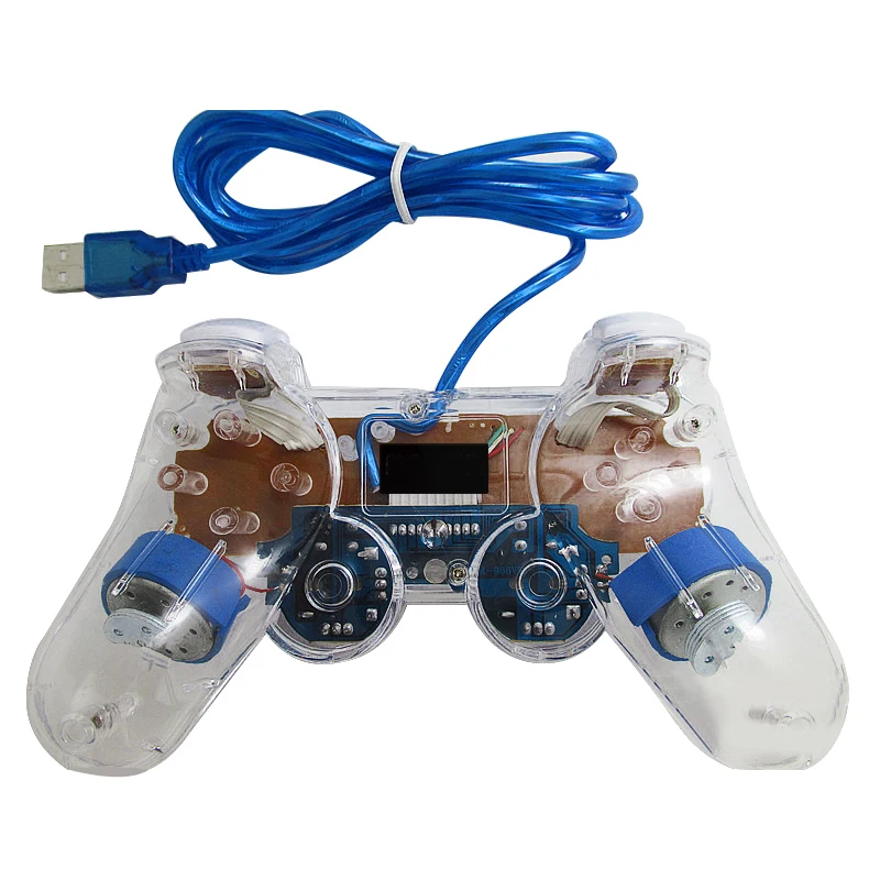 LQJP For PC Controller LED Wired USB Gamepad Vibration Joystick Game Controller Joypad For PC Laptop For Win7/10/XP Clear