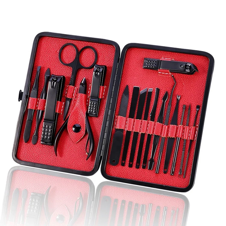 15pcs kit manicure pedicure set with leather bag manicure set logo mens manicure set